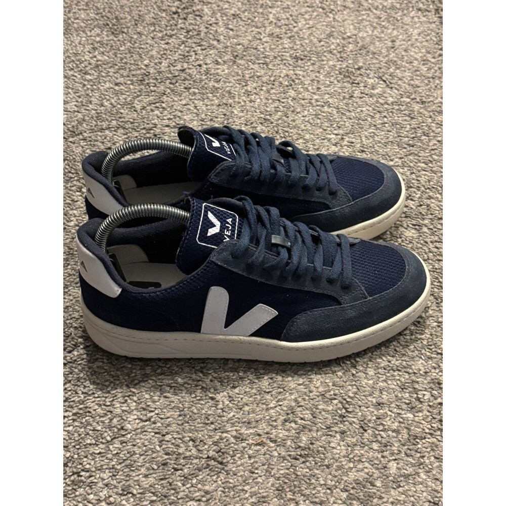 Veja Women's Navy and White V-10 Athletic Sneakers